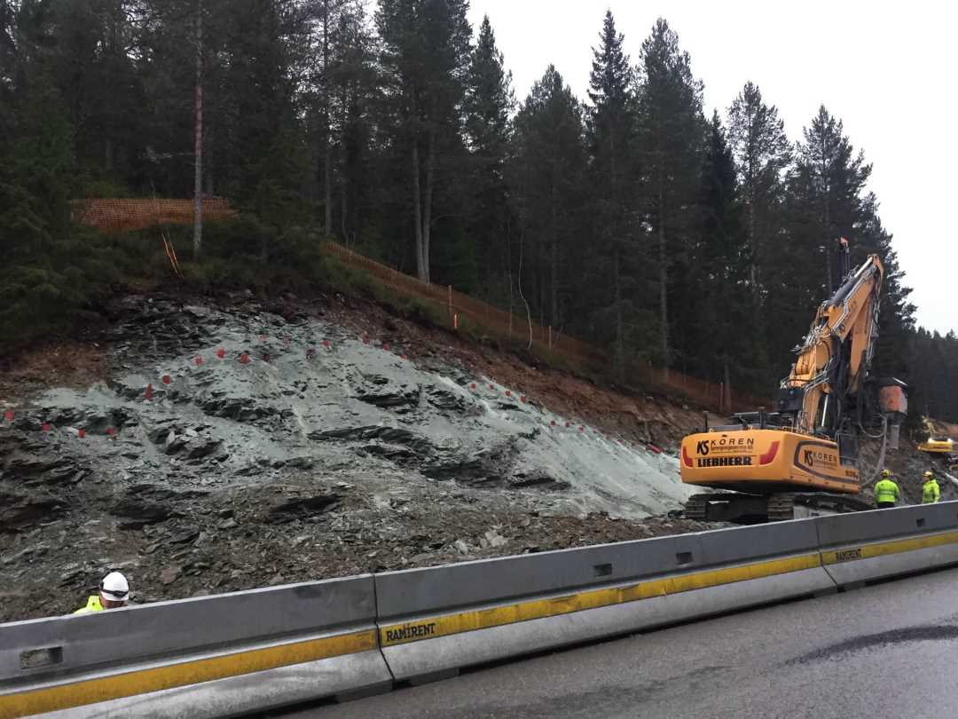 Bilde av gravearbeid på Smistadvegen i Granåsen